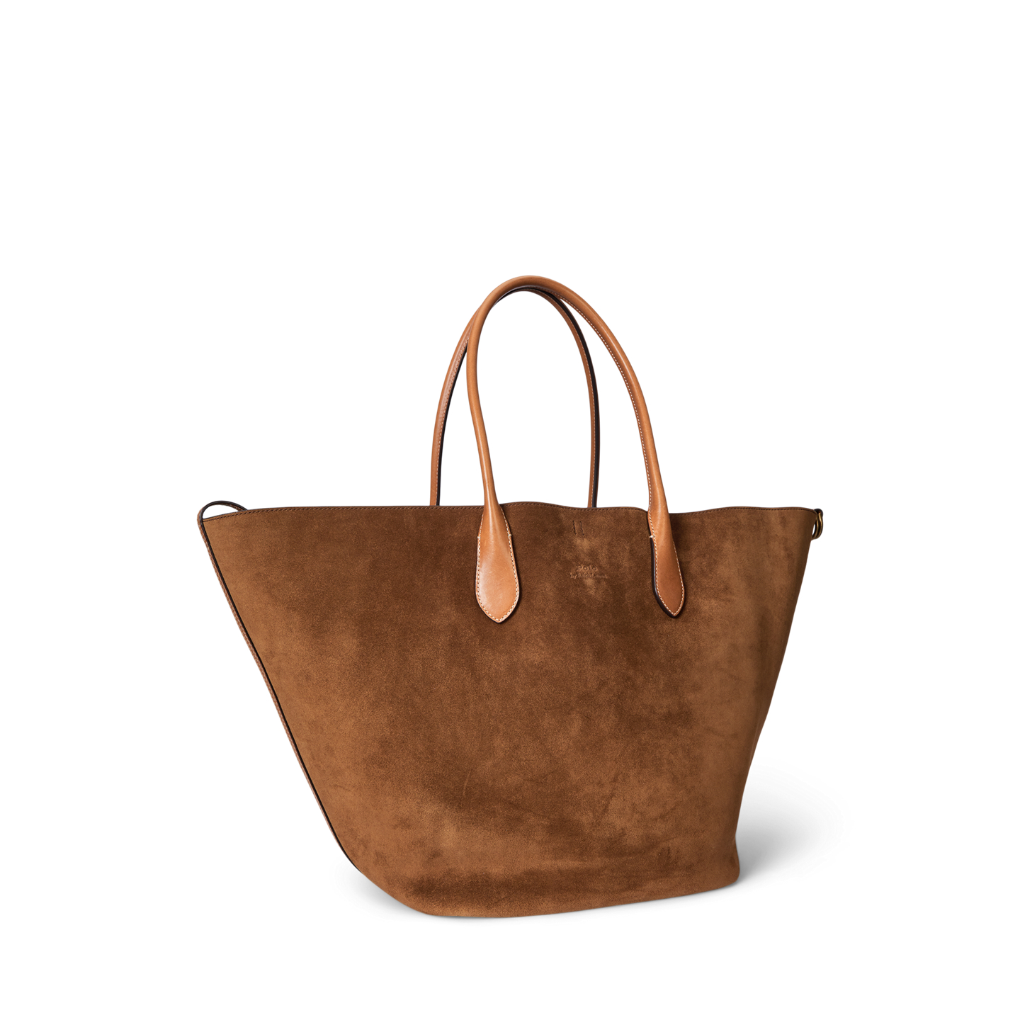 Женская сумка Ralph Lauren Bellport Suede-Leather Large Tote, цвет: Коричный — фото 1