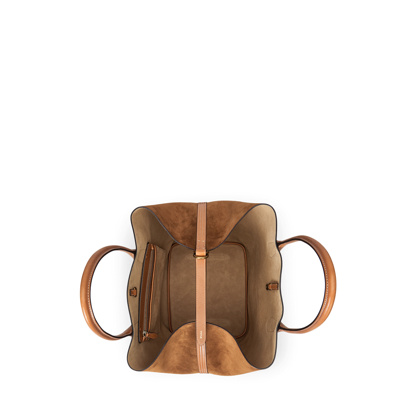 Женская сумка Ralph Lauren Bellport Suede-Leather Large Tote, цвет: Коричный — фото 3