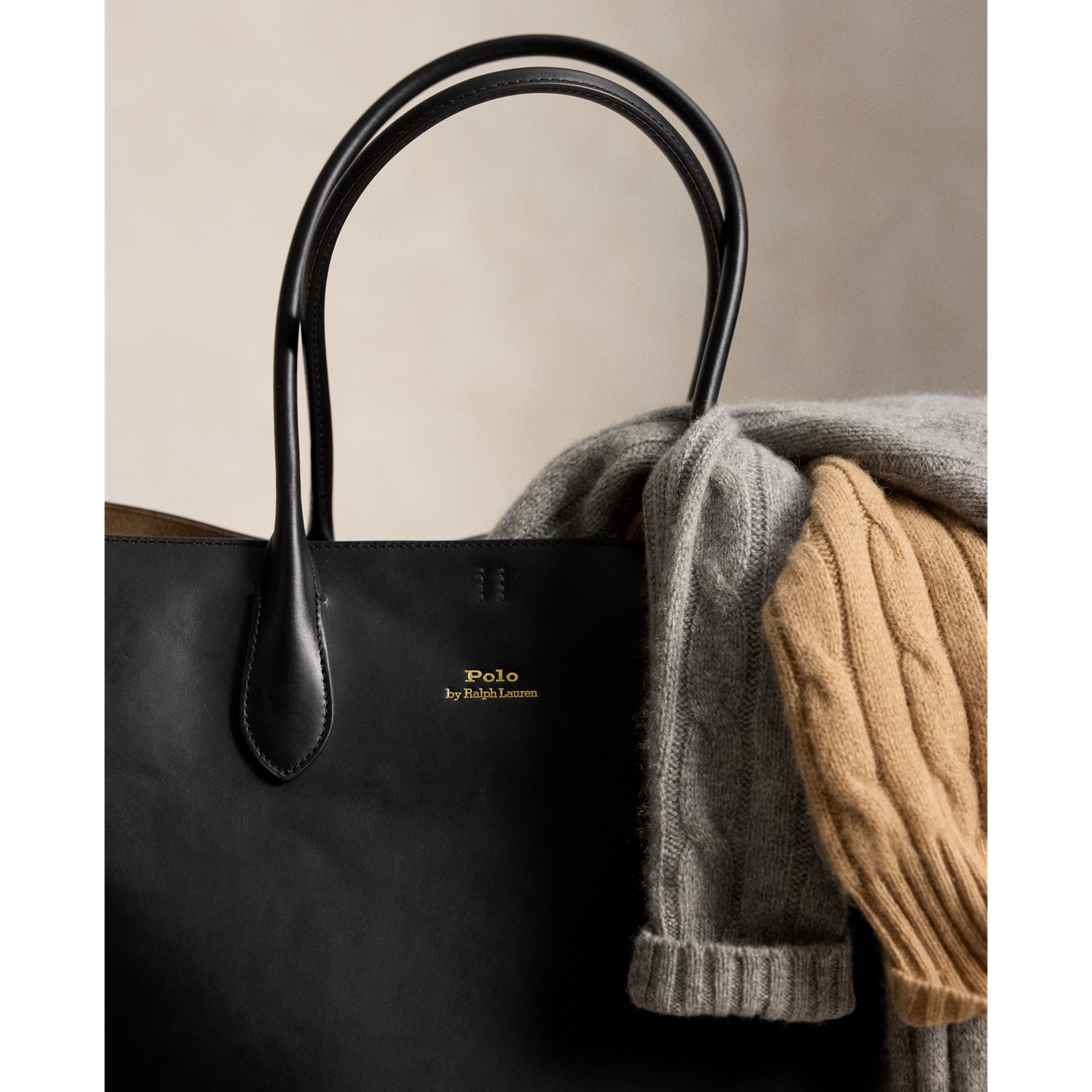Женская сумка Ralph Lauren Bellport Leather Large Tote, цвет: Чёрный — фото 5