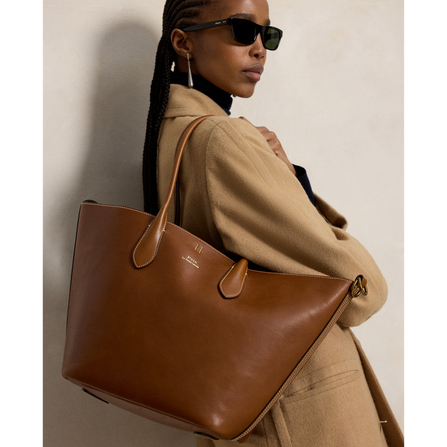 Женская сумка Ralph Lauren Leather Medium Bellport Tote, цвет: Cuoio — фото 4