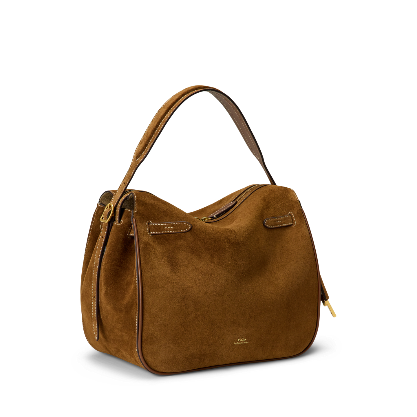 Женская сумка Ralph Lauren Polo ID Suede Satchel, цвет: Коричный — фото 1