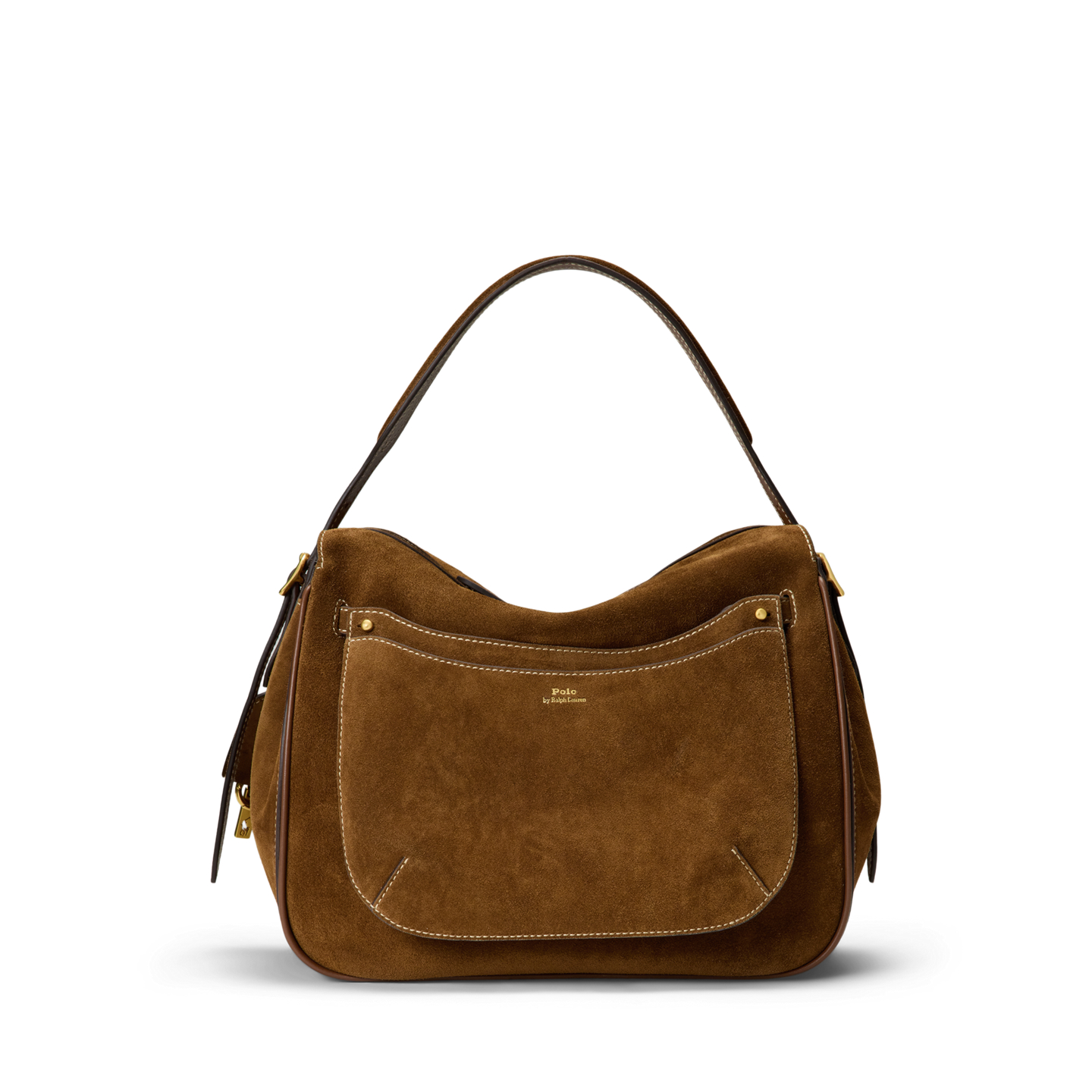 Женская сумка Ralph Lauren Polo ID Suede Satchel, цвет: Коричный — фото 2