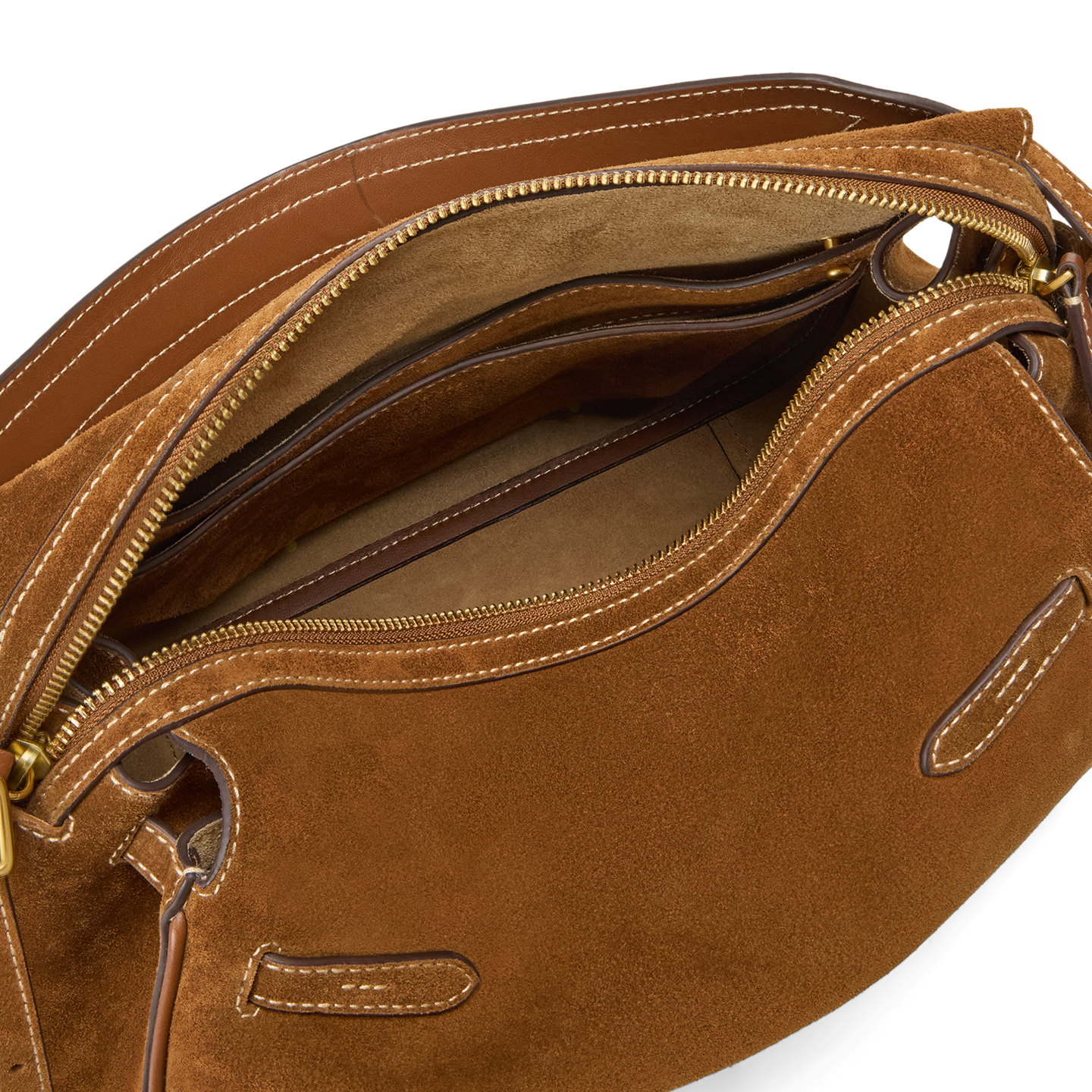 Женская сумка Ralph Lauren Polo ID Suede Satchel, цвет: Коричный — фото 3
