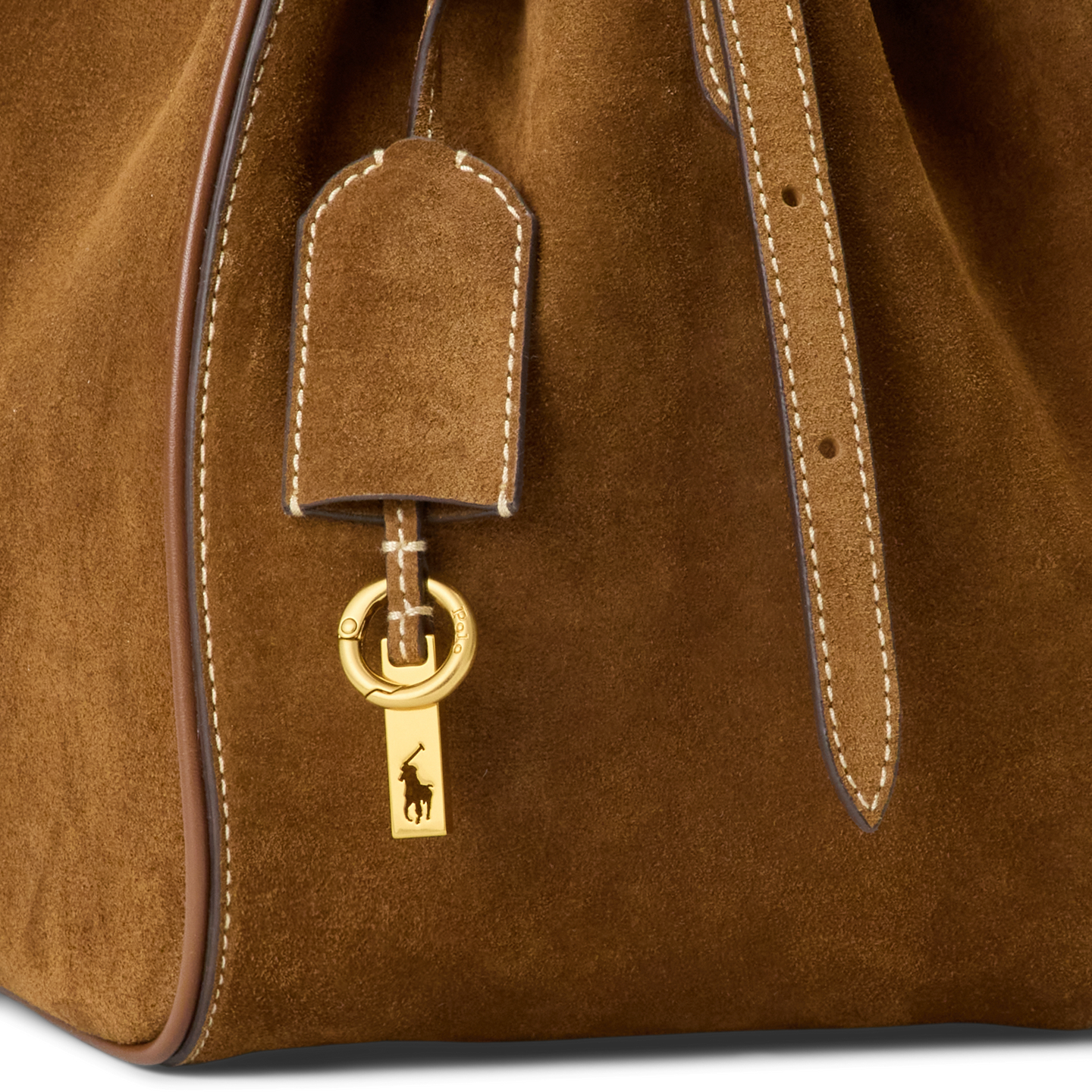 Женская сумка Ralph Lauren Polo ID Suede Satchel, цвет: Коричный — фото 4