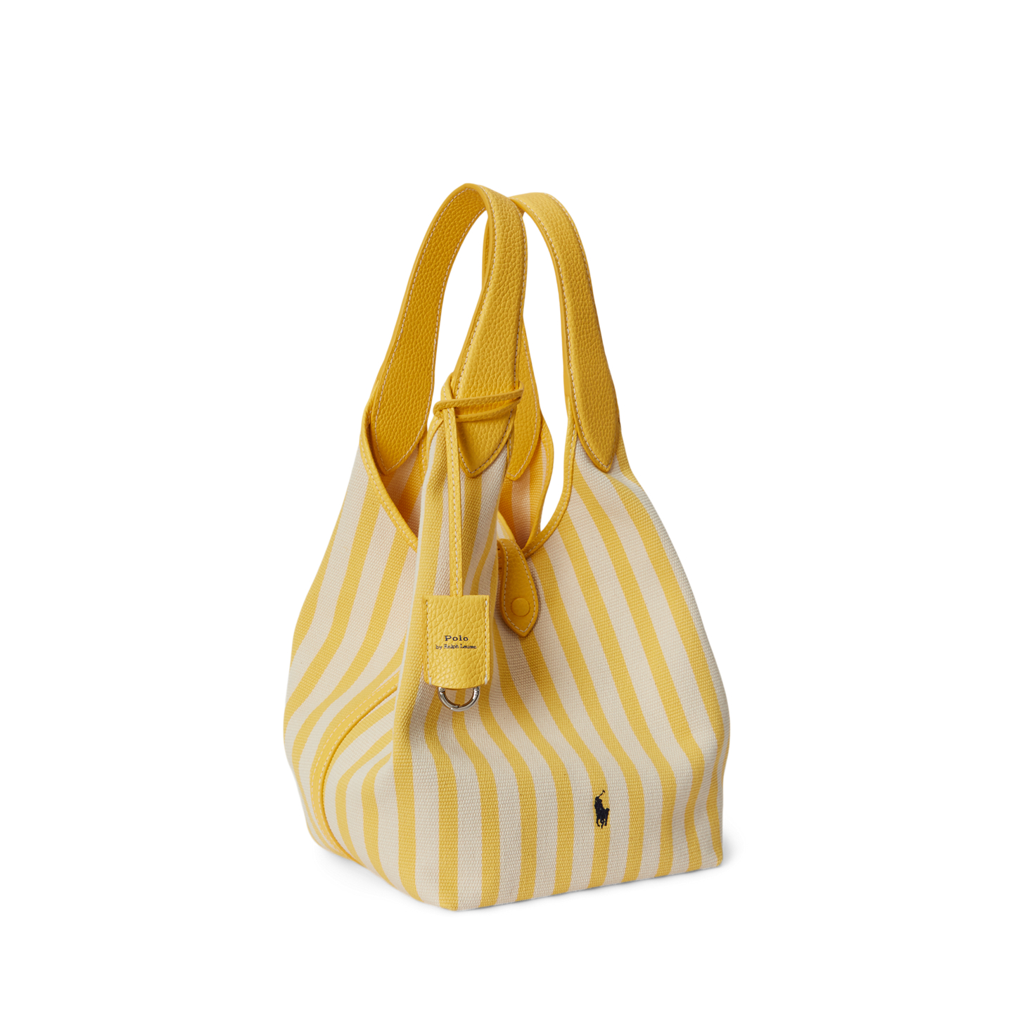 Женские сумки Ralph Lauren Polo Play Striped Canvas Tote, цвет: Жёлтый / Белый — фото 1