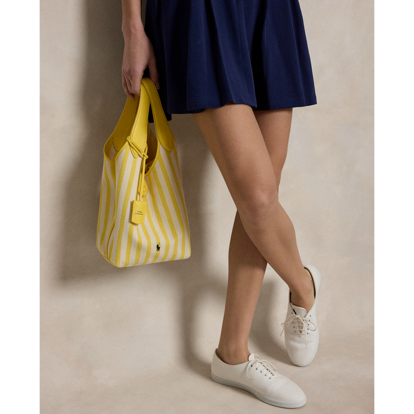 Женские сумки Ralph Lauren Polo Play Striped Canvas Tote, цвет: Жёлтый / Белый — фото 5