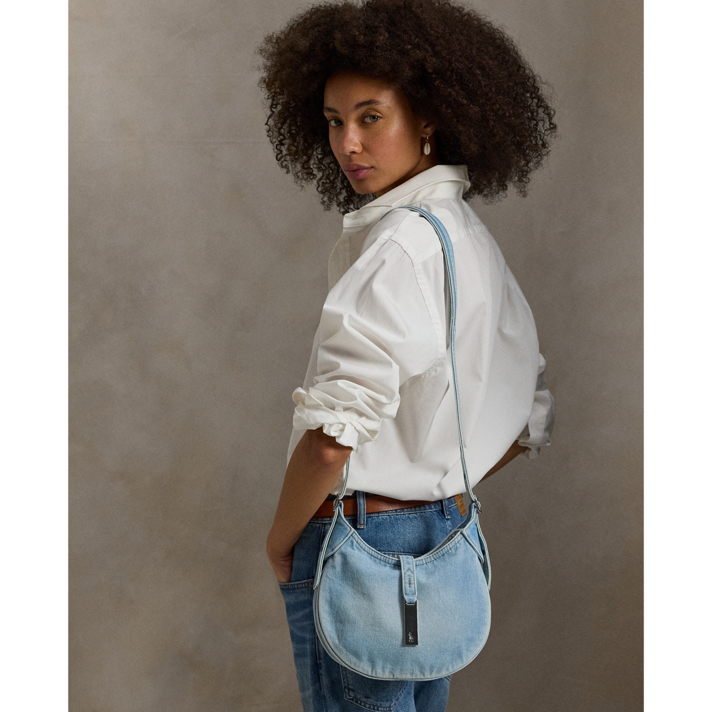 Женская сумка Polo Ralph Lauren Polo ID Denim Small Shoulder, цвет: Варёный — фото 6
