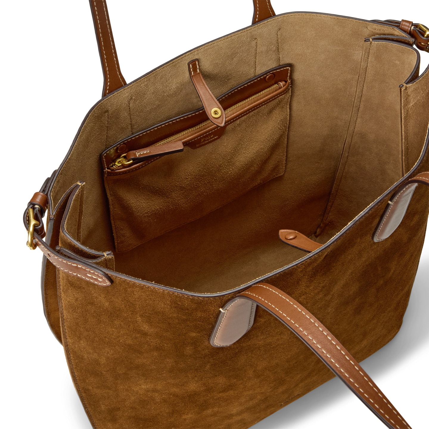 Женская сумка Ralph Lauren Bellport Suede North-South Tote, цвет: Коричный — фото 2