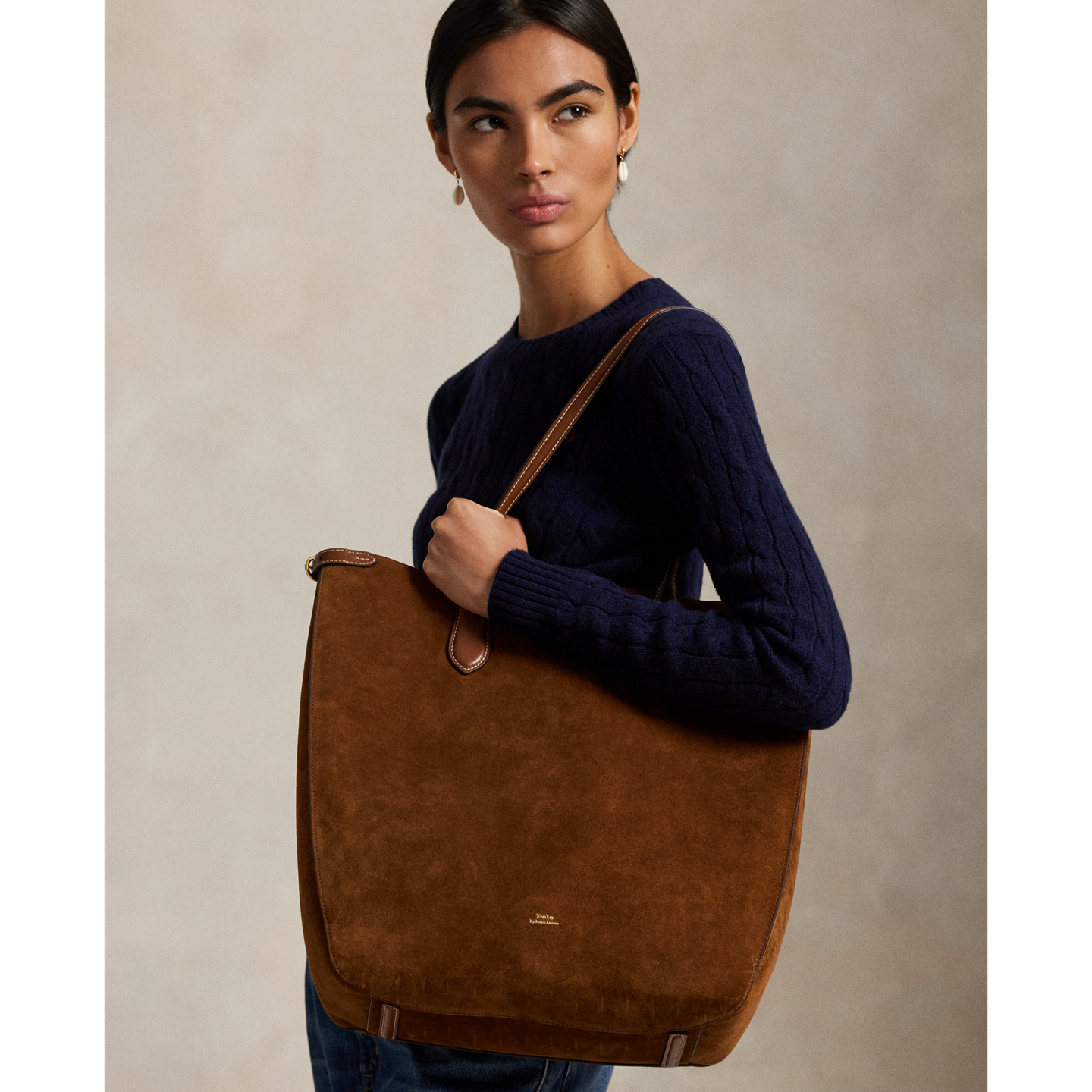 Женская сумка Ralph Lauren Bellport Suede North-South Tote, цвет: Коричный — фото 4
