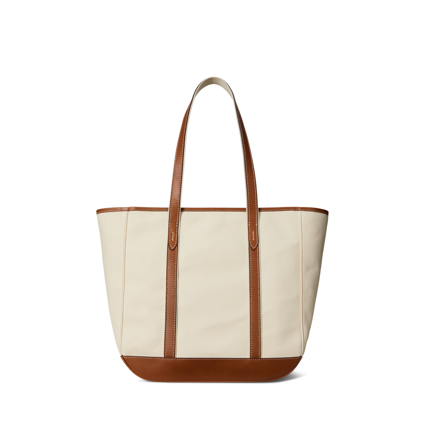 Женская сумка Ralph Lauren Leather-Trim Canvas Medium Shopper Tote, цвет: Экрю — фото 2