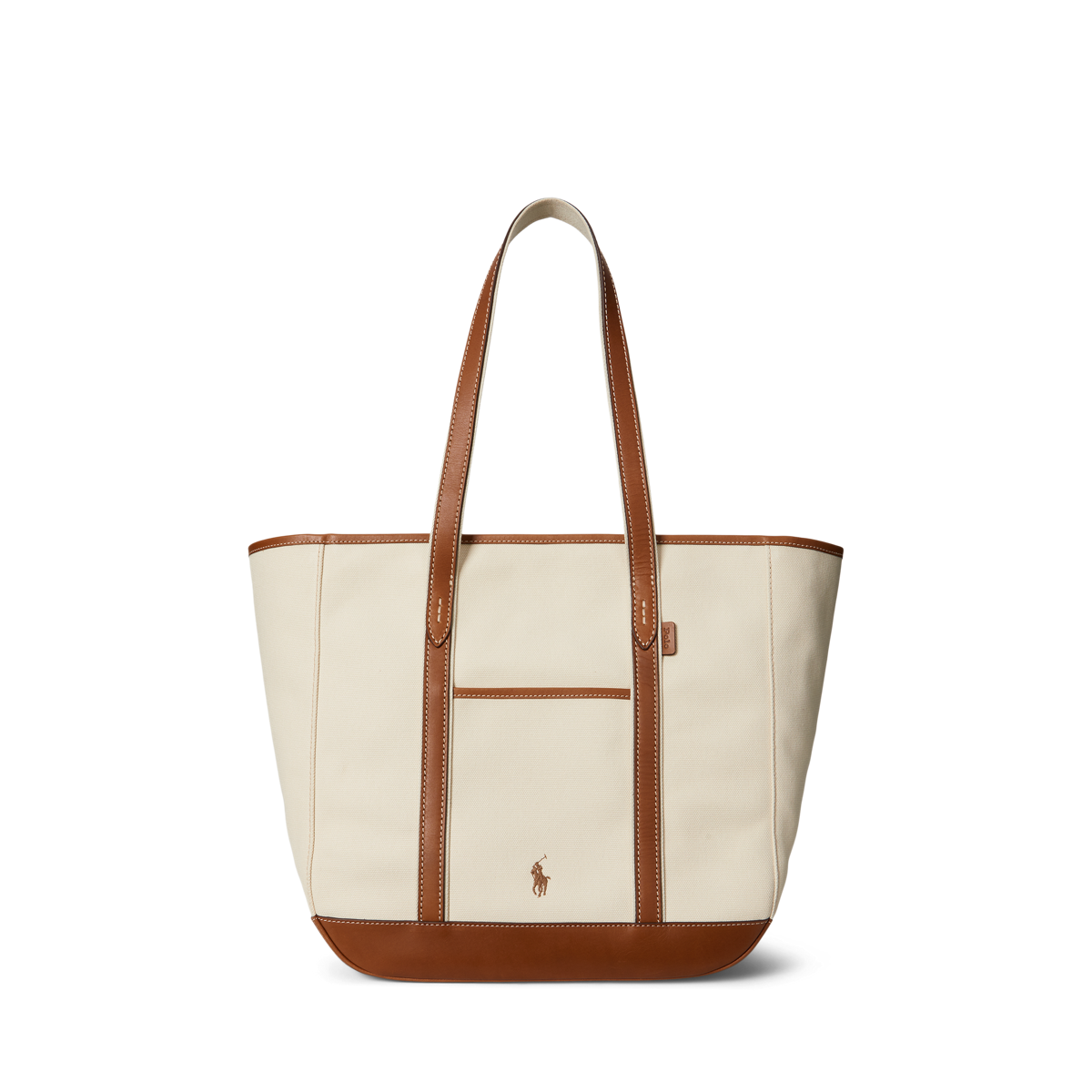 【POLO RALPH LAUREN】Leather-Trim Canvas Medium Shopper Tote Leather-Trim Canvas Medium Shopper Tote