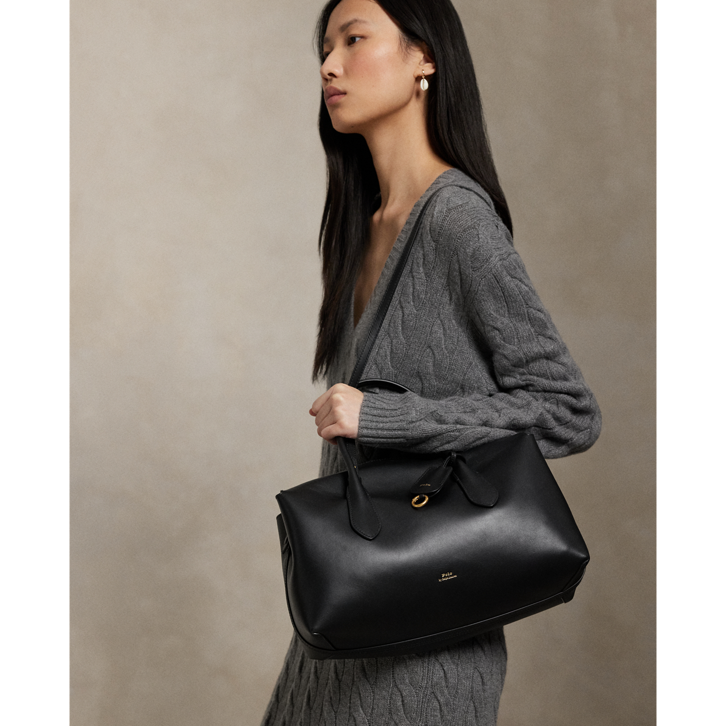 Женская сумка Ralph Lauren Bellport Leather Satchel, цвет: Чёрный — фото 5