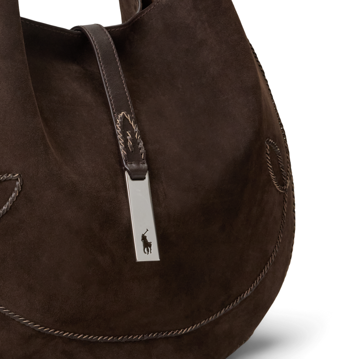 Женская сумка Ralph Lauren Polo ID Suede Western Large Shoulder, цвет: Шоколадный / Табачный — фото 3