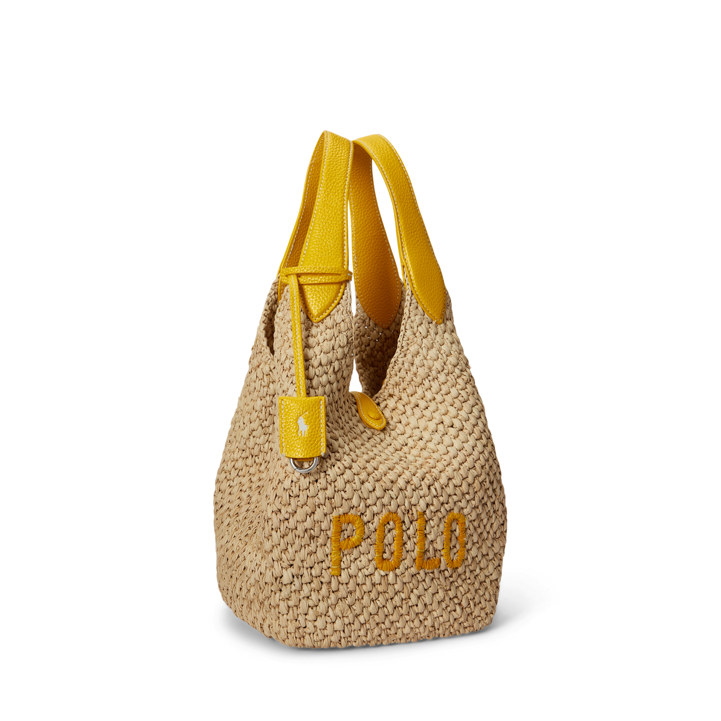 Женские сумки Ralph Lauren Polo Play Raffia-Leather Logo Tote, цвет: Натуральный / Жёлтый — фото 1