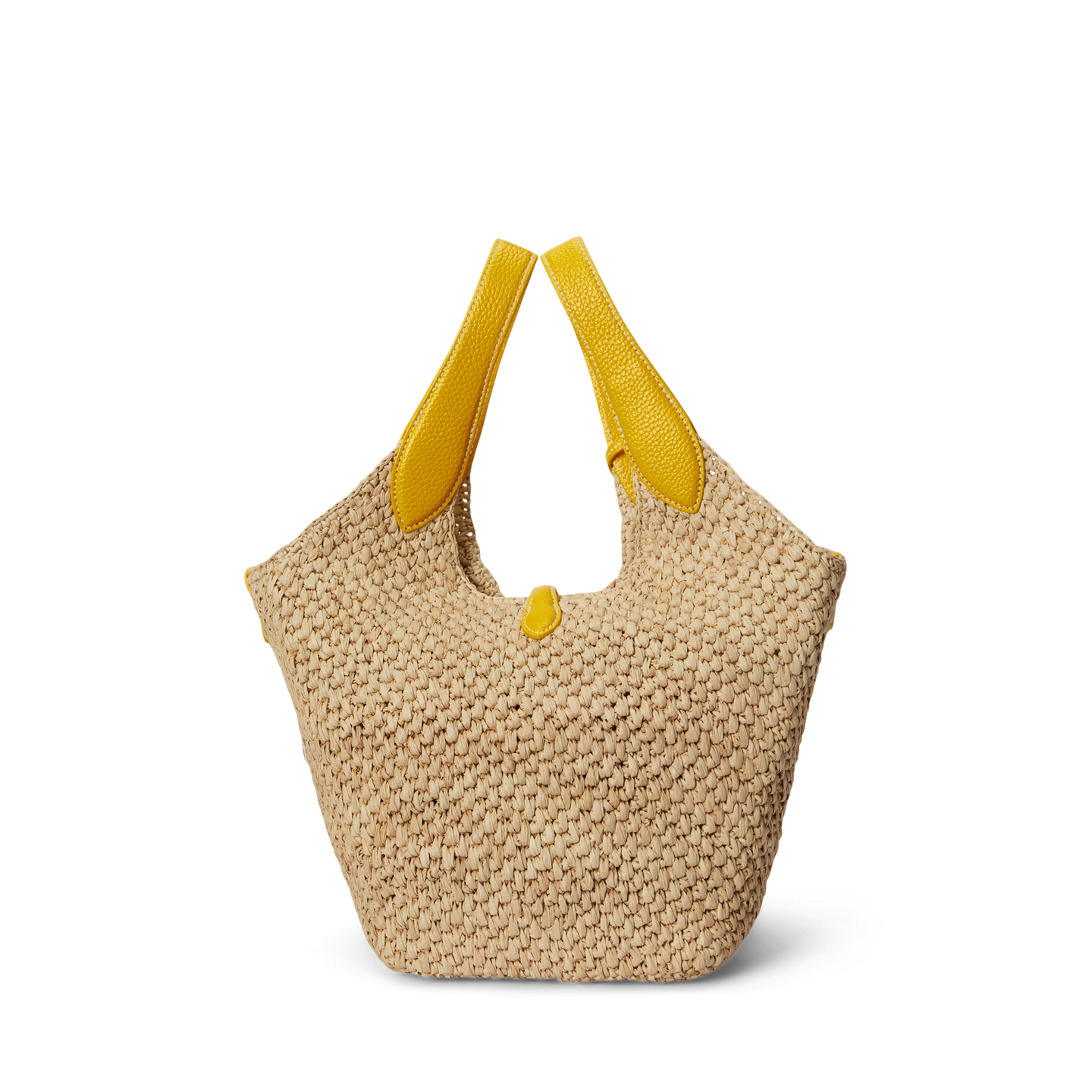Женские сумки Ralph Lauren Polo Play Raffia-Leather Logo Tote, цвет: Натуральный / Жёлтый — фото 2