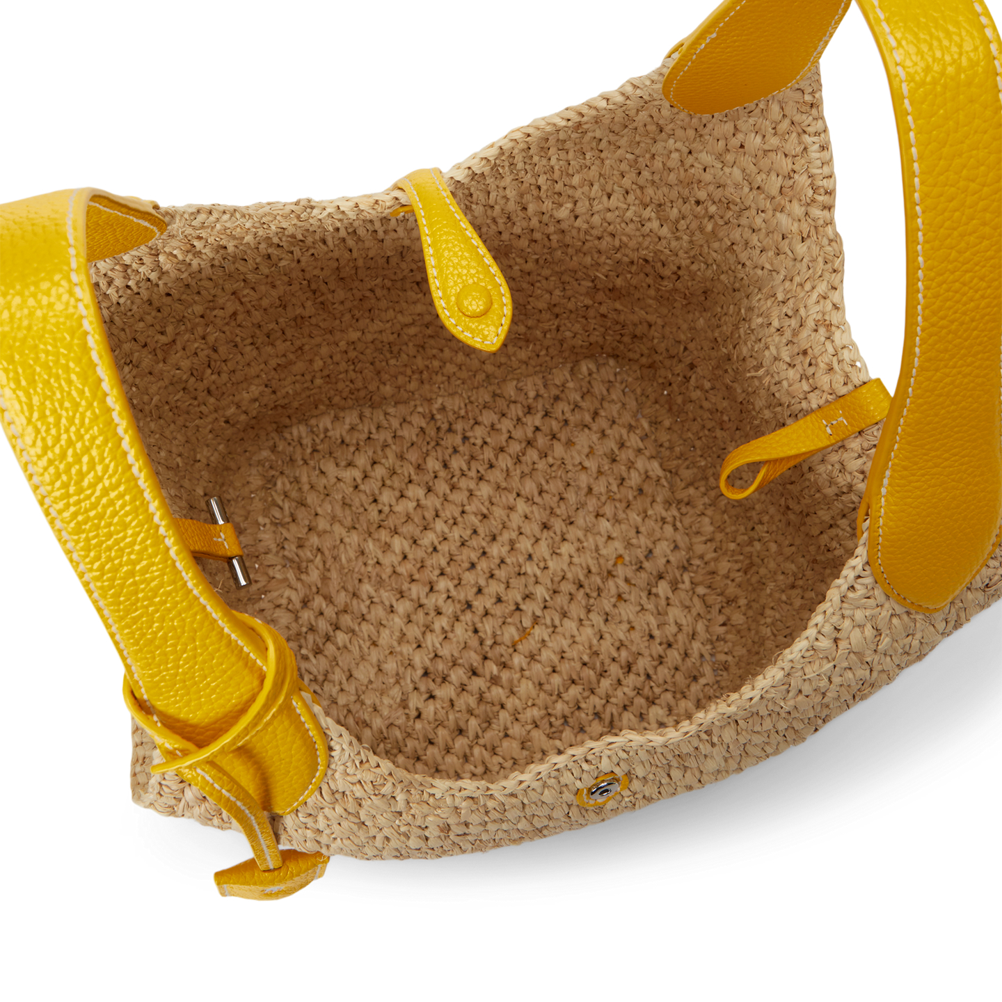 Женские сумки Ralph Lauren Polo Play Raffia-Leather Logo Tote, цвет: Натуральный / Жёлтый — фото 3