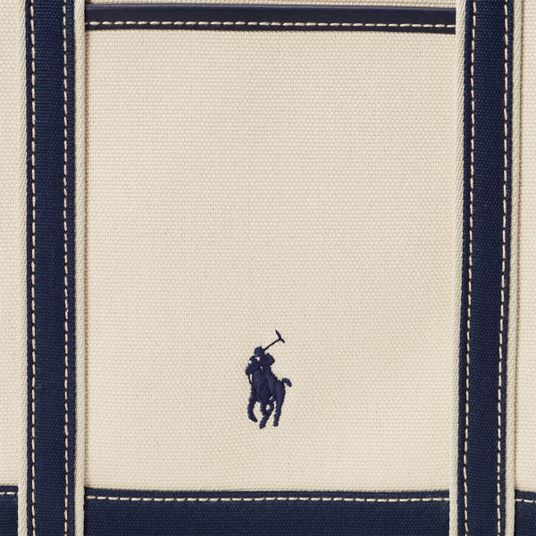Kleine Shopper-Tragetasche aus Segeltuch Polo Ralph Lauren in Ecru/Navy 5