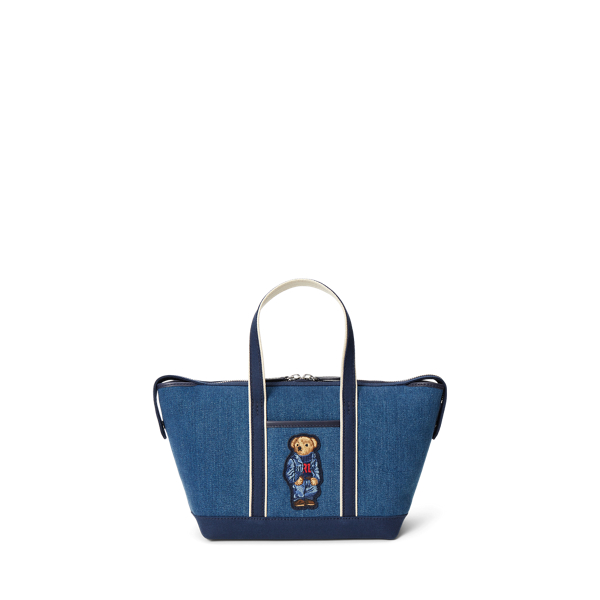 Mini-Tragetasche aus Denim mit Polo Bear