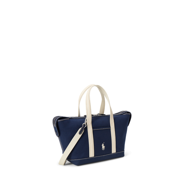 Kleine Shopper-Tragetasche aus Segeltuch Polo Ralph Lauren in Navy/Ecru 2