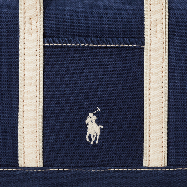 Kleine Shopper-Tragetasche aus Segeltuch Polo Ralph Lauren in Navy/Ecru 5