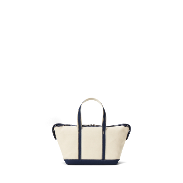 Kleine Shopper-Tragetasche aus Segeltuch Polo Ralph Lauren in Ecru/Navy 3