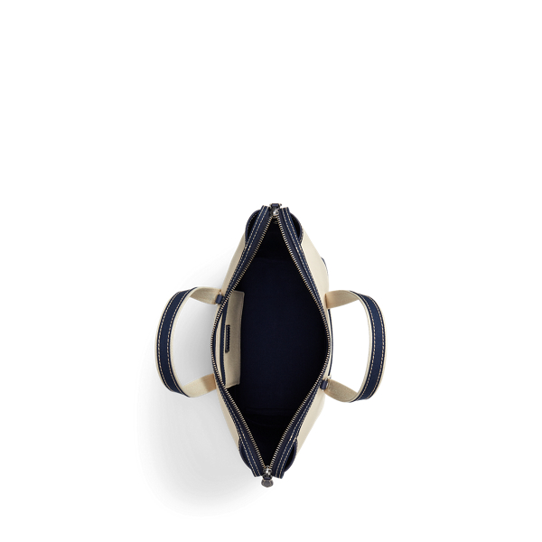 Kleine Shopper-Tragetasche aus Segeltuch Polo Ralph Lauren in Ecru/Navy 4