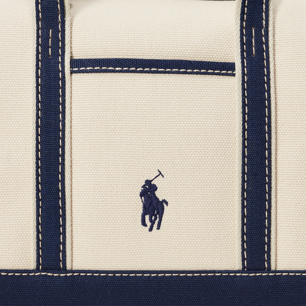 Kleine Shopper-Tragetasche aus Segeltuch Polo Ralph Lauren in Ecru/Navy 5