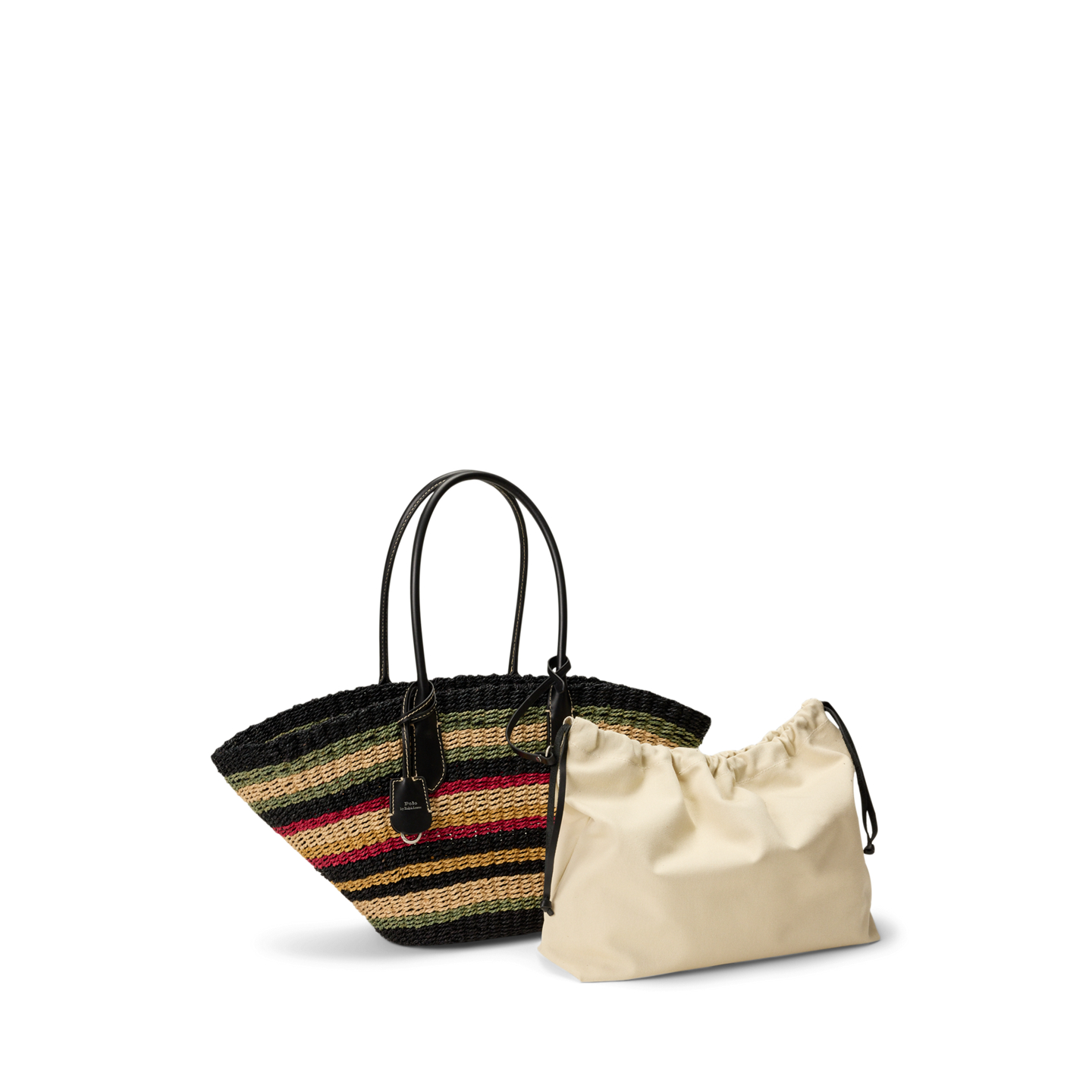 Женская сумка Ralph Lauren Bellport Striped Raffia Basket Tote, цвет: Разноцветный полосатый — фото 6