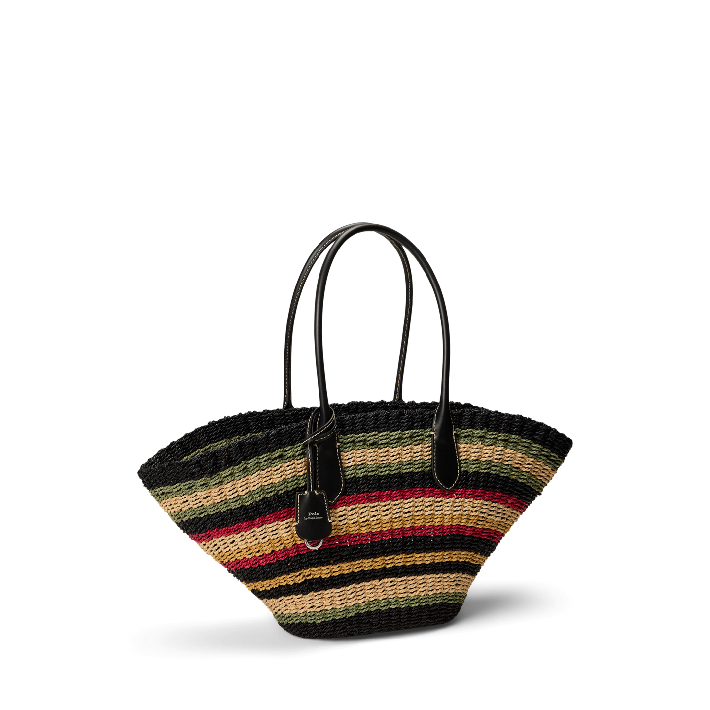 Женская сумка Ralph Lauren Bellport Striped Raffia Basket Tote, цвет: Разноцветный полосатый — фото 1