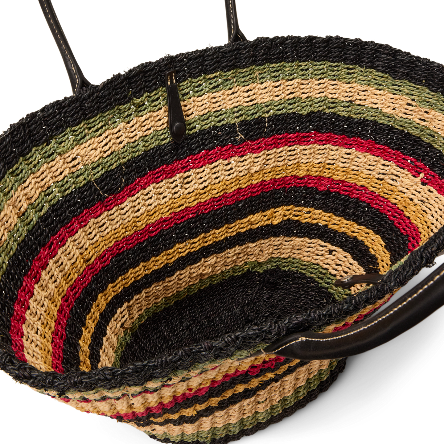 Женская сумка Ralph Lauren Bellport Striped Raffia Basket Tote, цвет: Разноцветный полосатый — фото 2