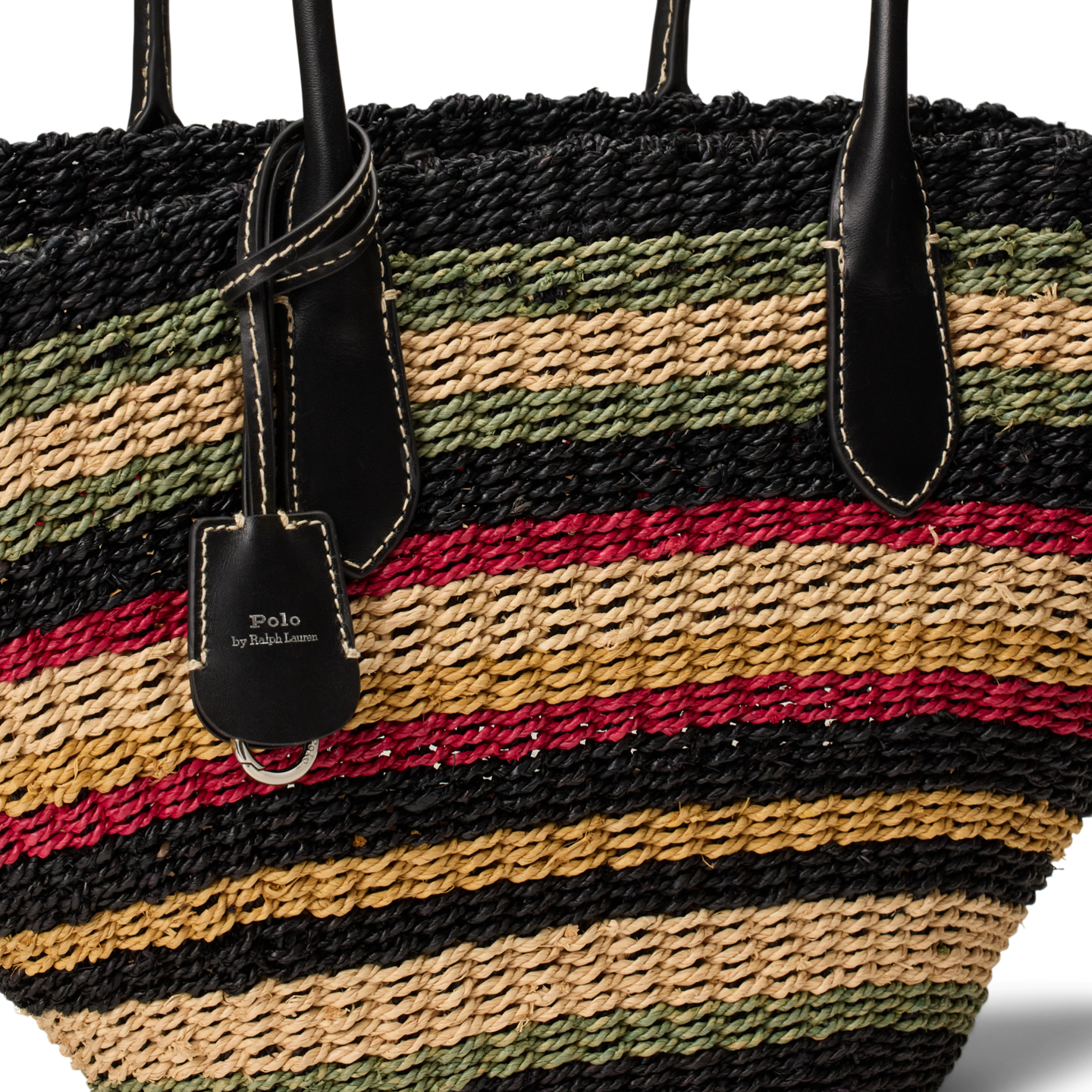 Женская сумка Ralph Lauren Bellport Striped Raffia Basket Tote, цвет: Разноцветный полосатый — фото 3