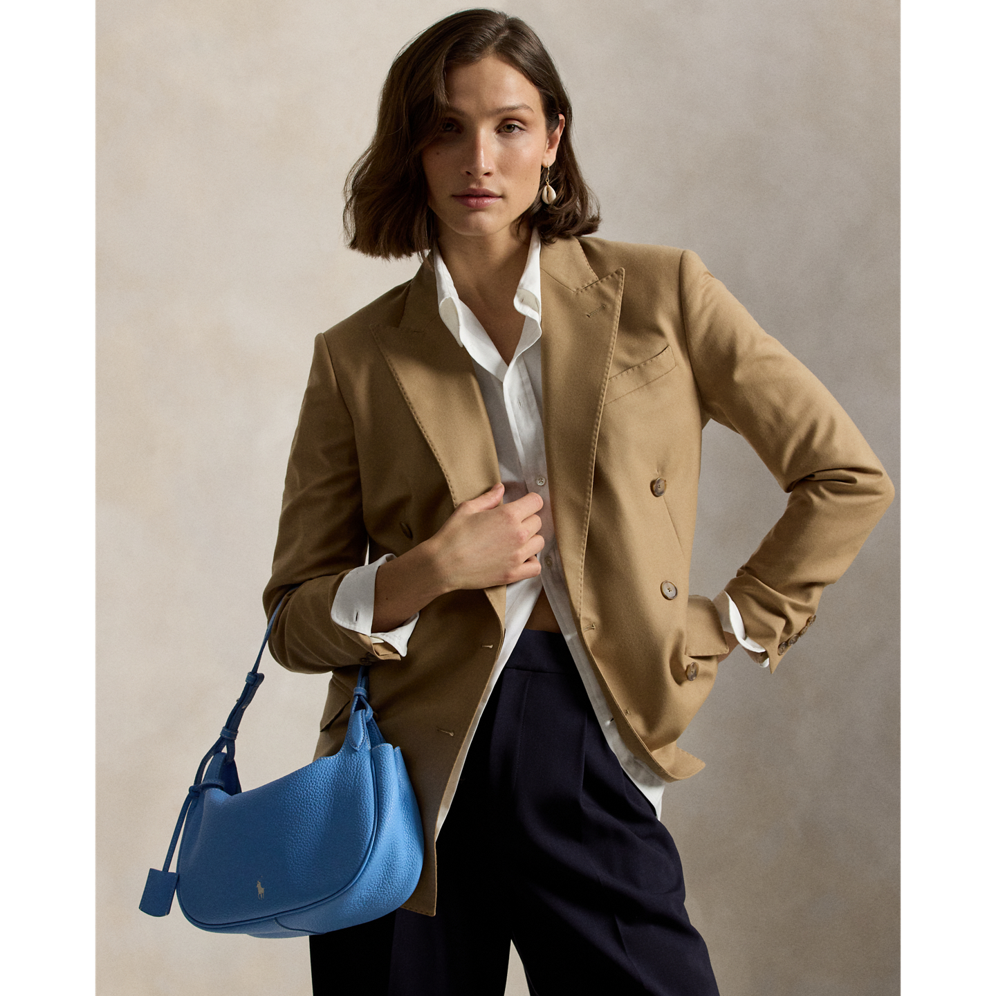 Женская сумка Ralph Lauren Polo Play Leather Shoulder, цвет: Синий — фото 4