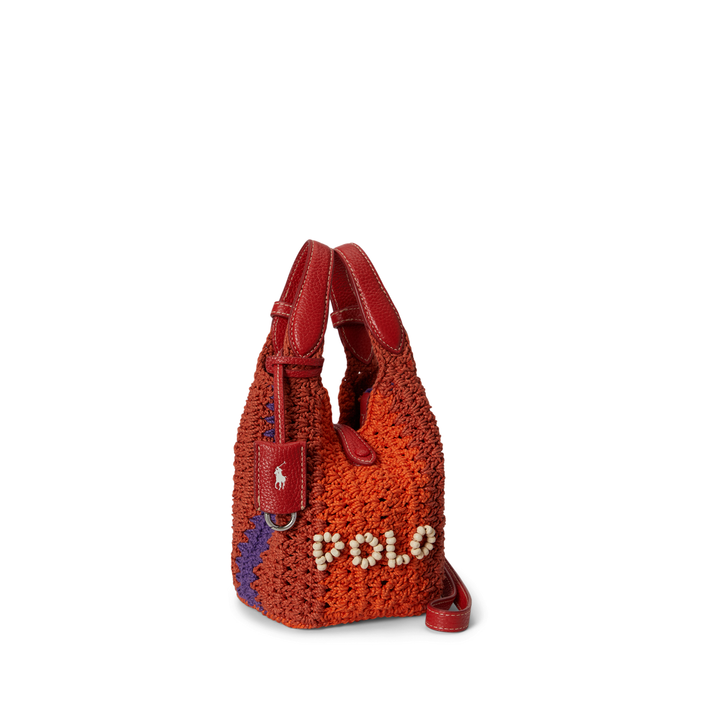 Женские сумки Ralph Lauren Polo Play Crochet Small Tote & Crossbody, цвет: Вишнёвый разноцветный — фото 1