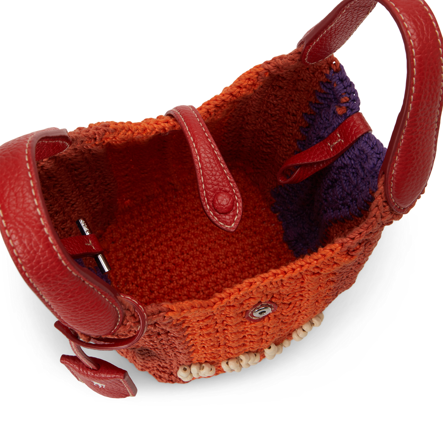 Женские сумки Ralph Lauren Polo Play Crochet Small Tote & Crossbody, цвет: Вишнёвый разноцветный — фото 3