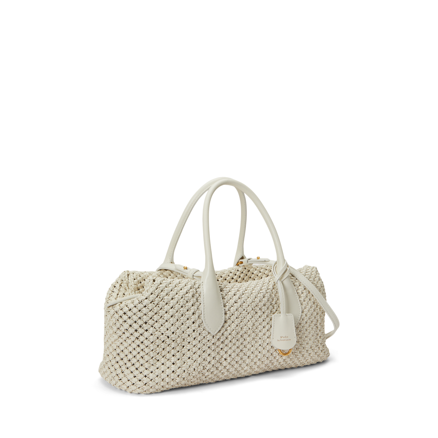 Женская сумка Ralph Lauren Bellport Woven Leather Satchel, цвет: Frosting — фото 1