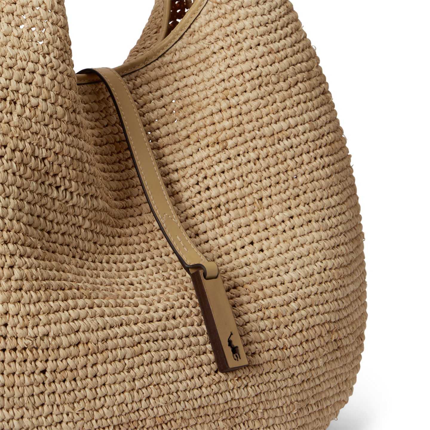 Женская сумка Ralph Lauren Polo ID Raffia Large Shoulder, цвет: Cashmere — фото 4