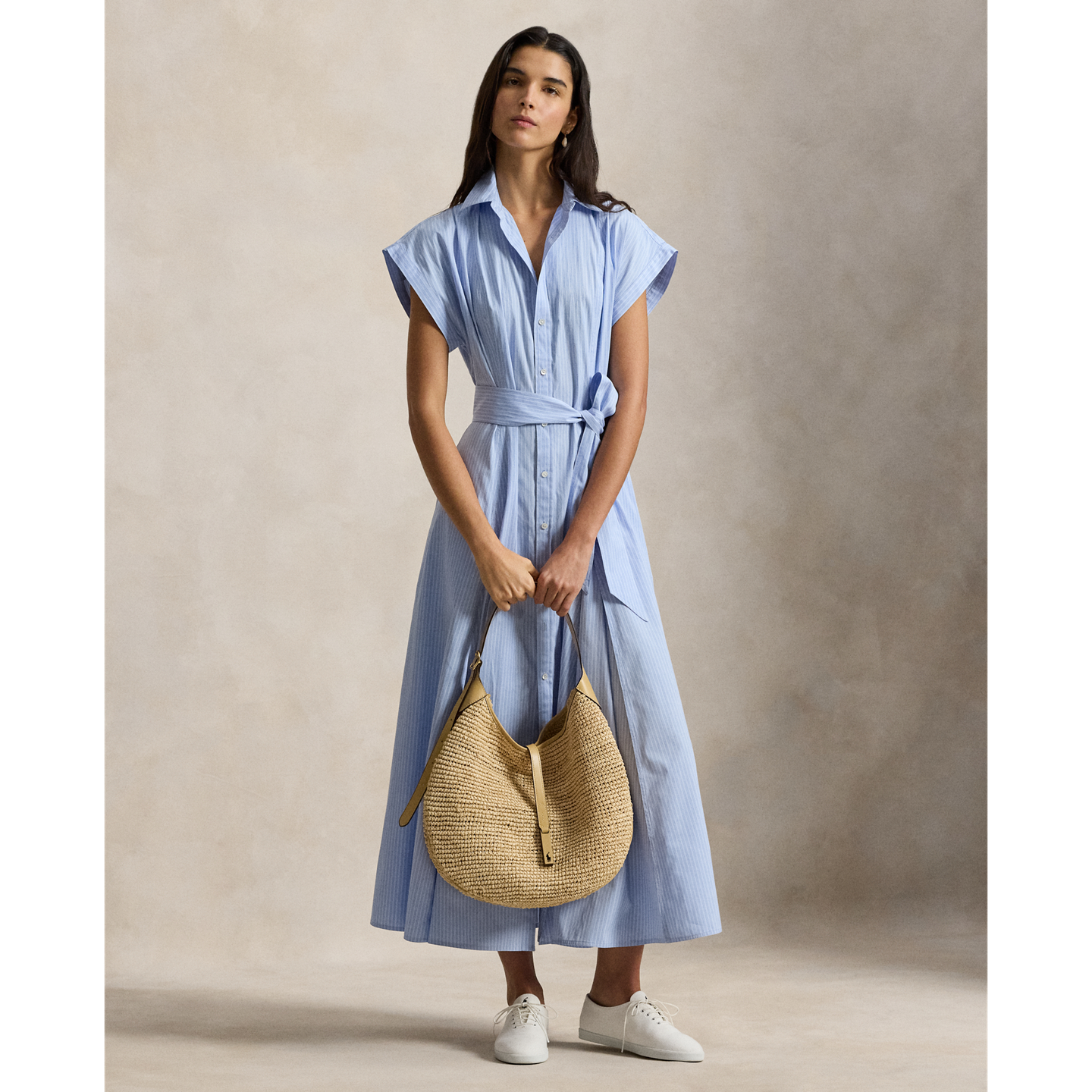 Женская сумка Ralph Lauren Polo ID Raffia Large Shoulder, цвет: Cashmere — фото 6