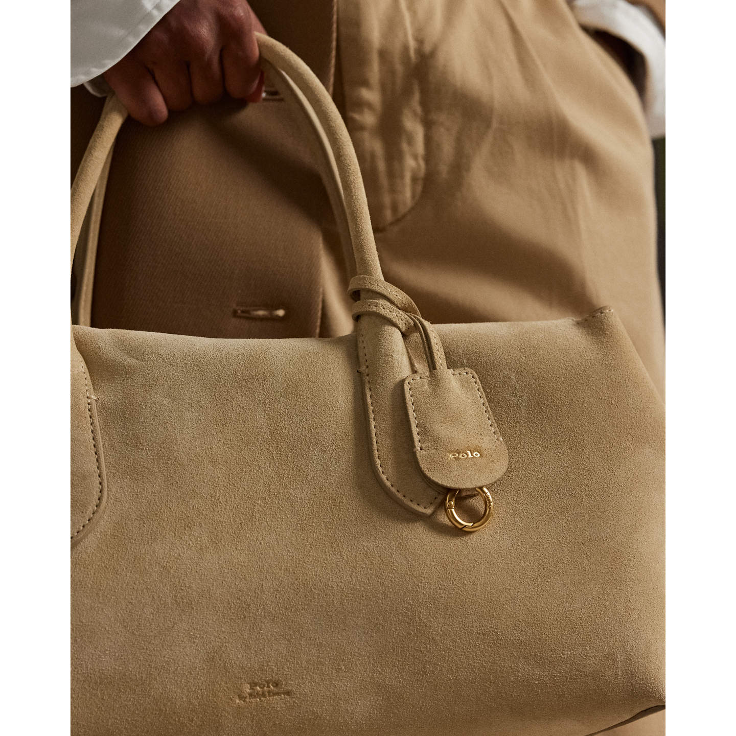 Женская сумка Ralph Lauren Bellport Suede Satchel, цвет: Кешью — фото 6