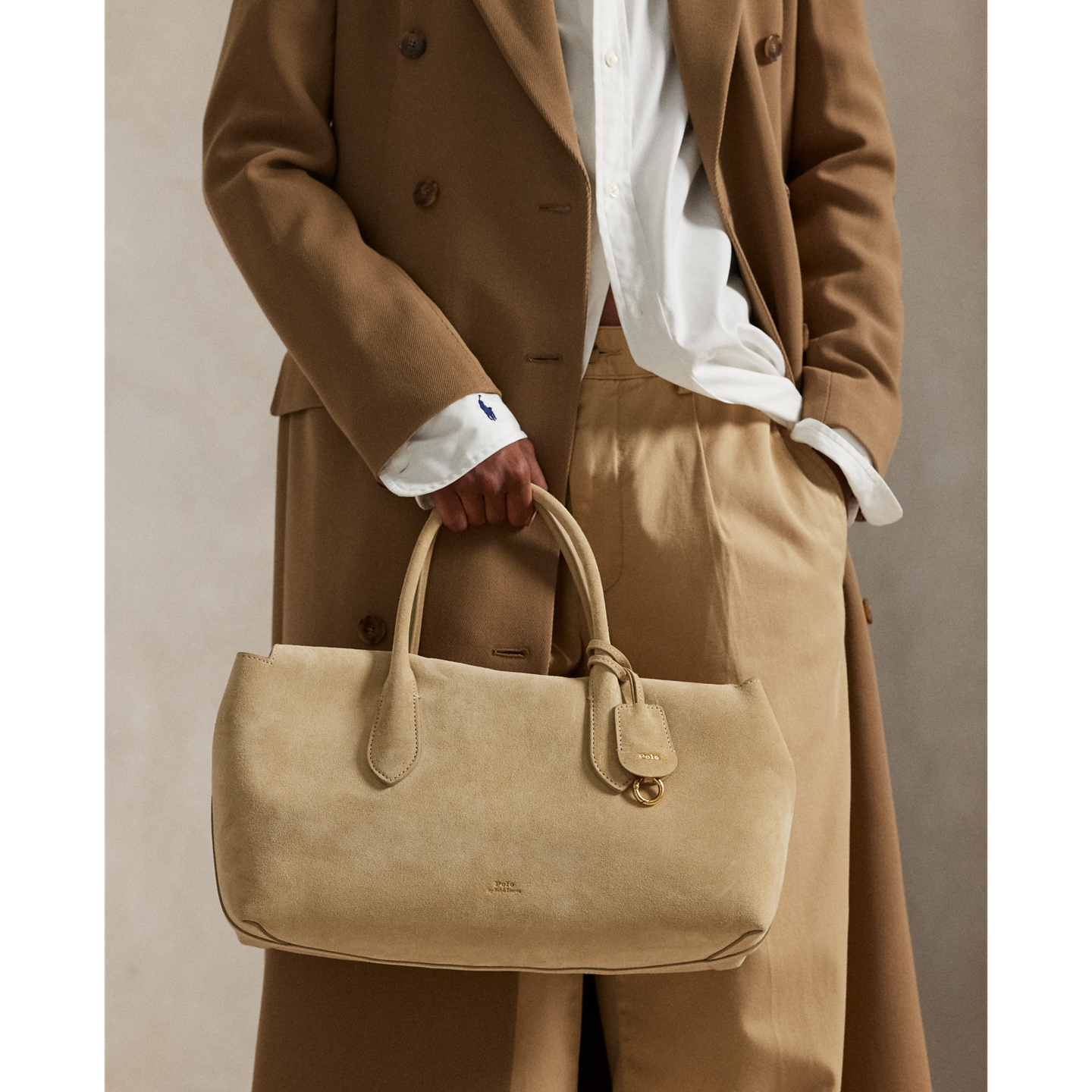 Женская сумка Ralph Lauren Bellport Suede Satchel, цвет: Кешью — фото 4