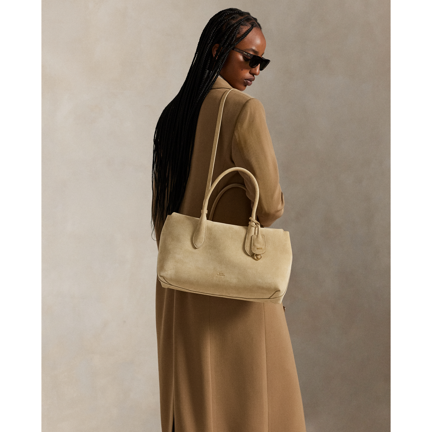 Женская сумка Ralph Lauren Bellport Suede Satchel, цвет: Кешью — фото 5