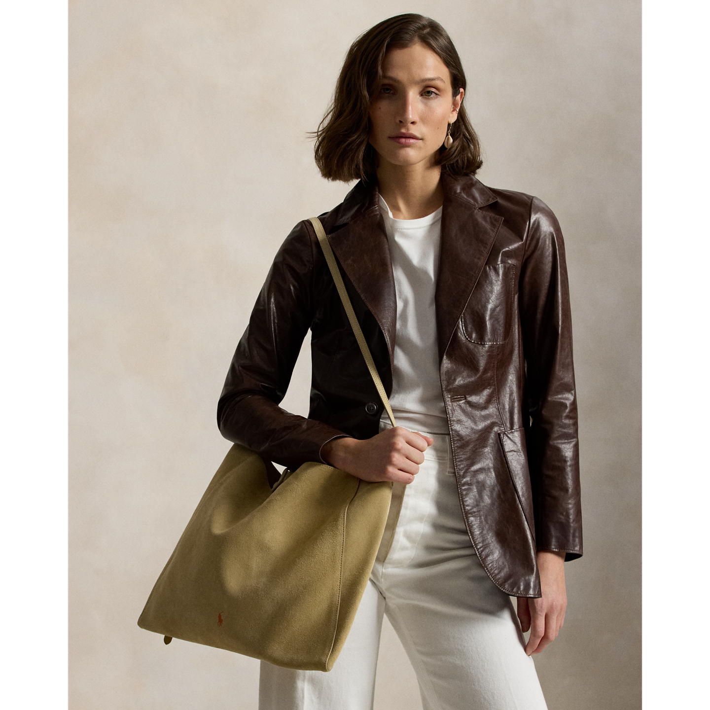 Женская сумка Ralph Lauren Polo Play Suede Messenger, цвет: Кешью — фото 4
