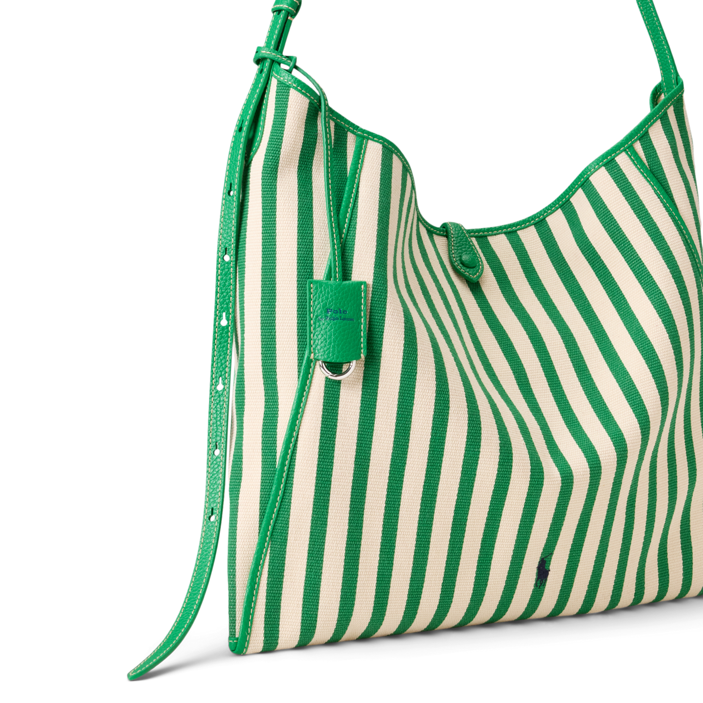 Женская сумка Ralph Lauren Polo Play Striped Canvas Messenger, цвет: Paper/Parrot — фото 3