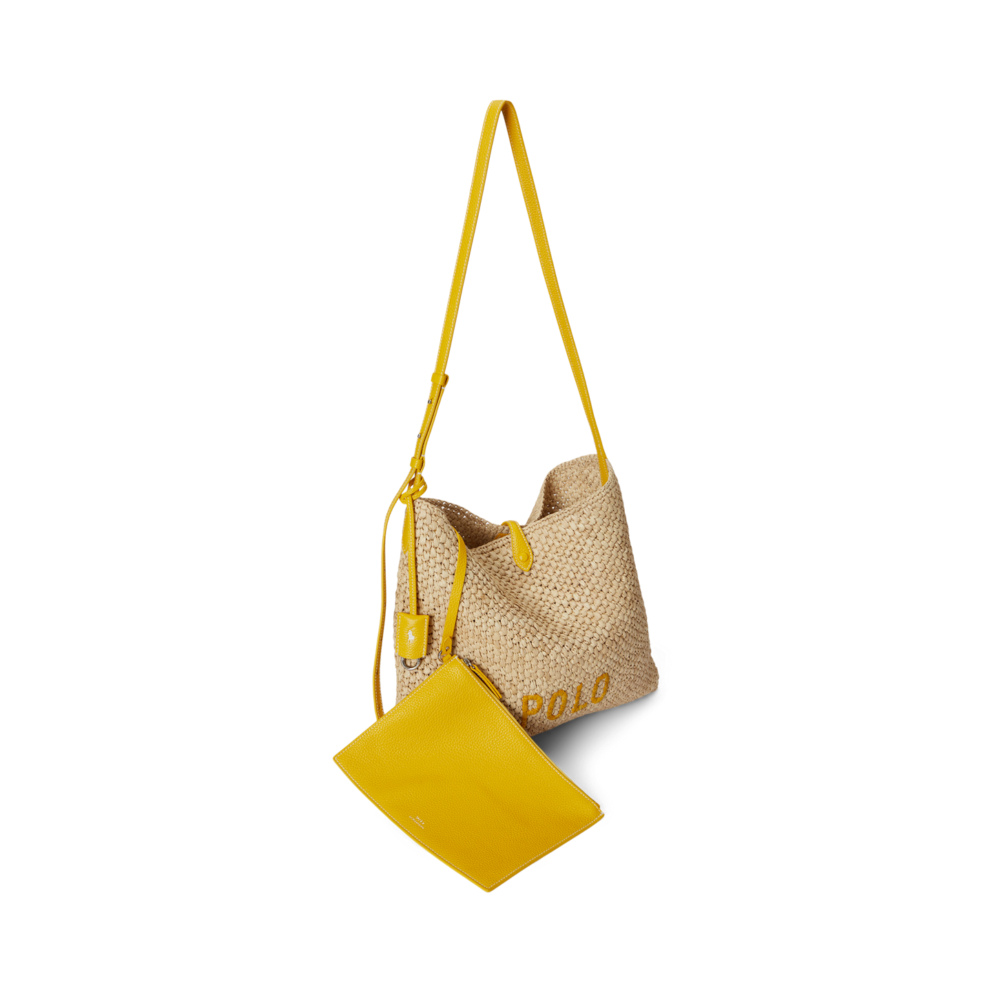 Женская сумка Ralph Lauren Polo Play Raffia Messenger, цвет: Натуральный / Жёлтый — фото 3