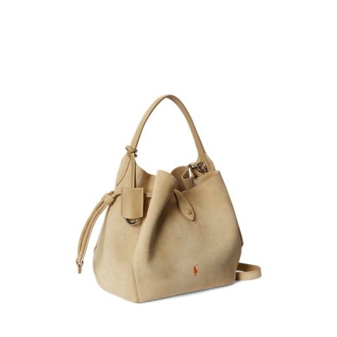Женская сумка Ralph Lauren Polo Play Suede Drawstring, цвет: Кешью