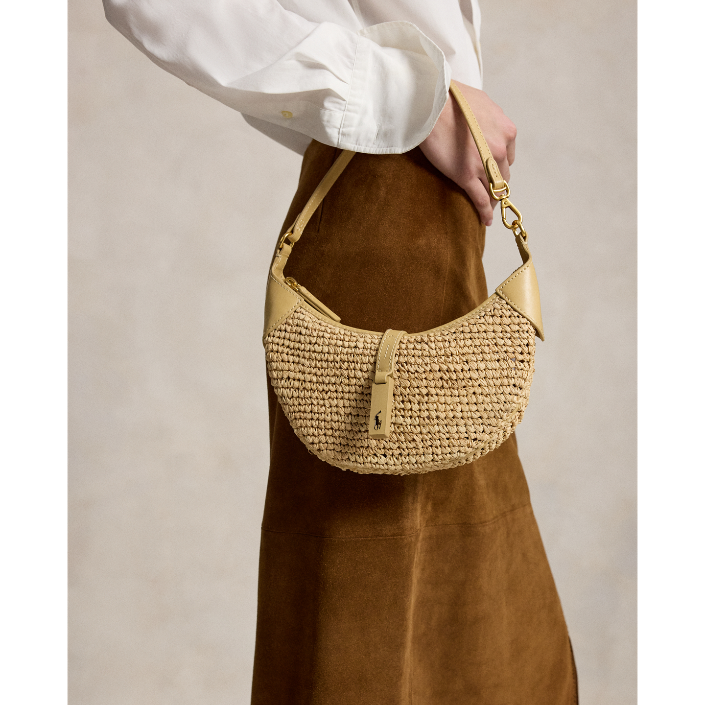 Женская сумка Ralph Lauren Polo ID Raffia Mini Shoulder, цвет: Натуральный — фото 5