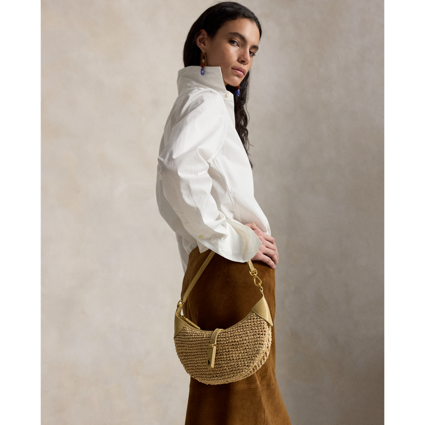 Женская сумка Ralph Lauren Polo ID Raffia Mini Shoulder, цвет: Натуральный — фото 6