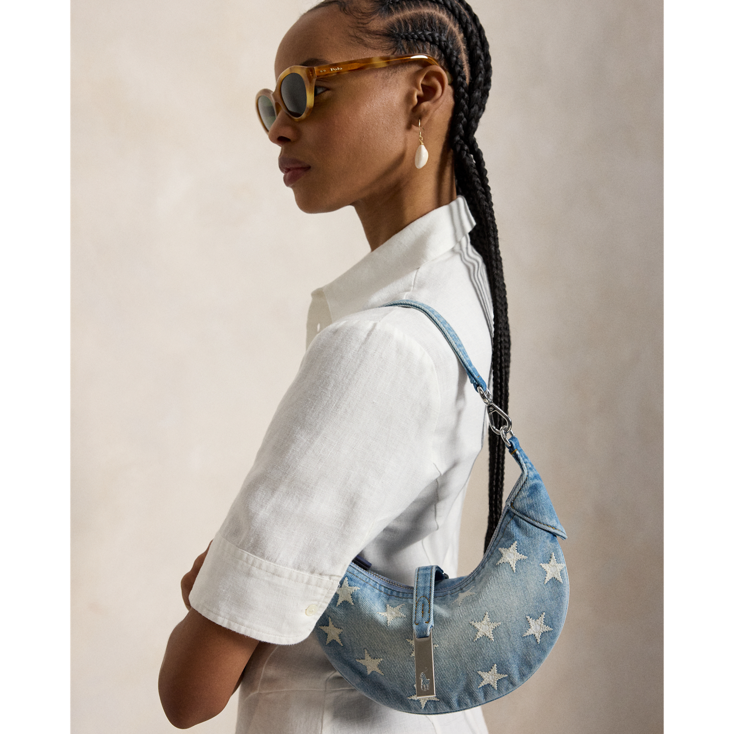 Женская сумка Ralph Lauren Polo ID Star Denim Mini Shoulder, цвет: Варёный — фото 4