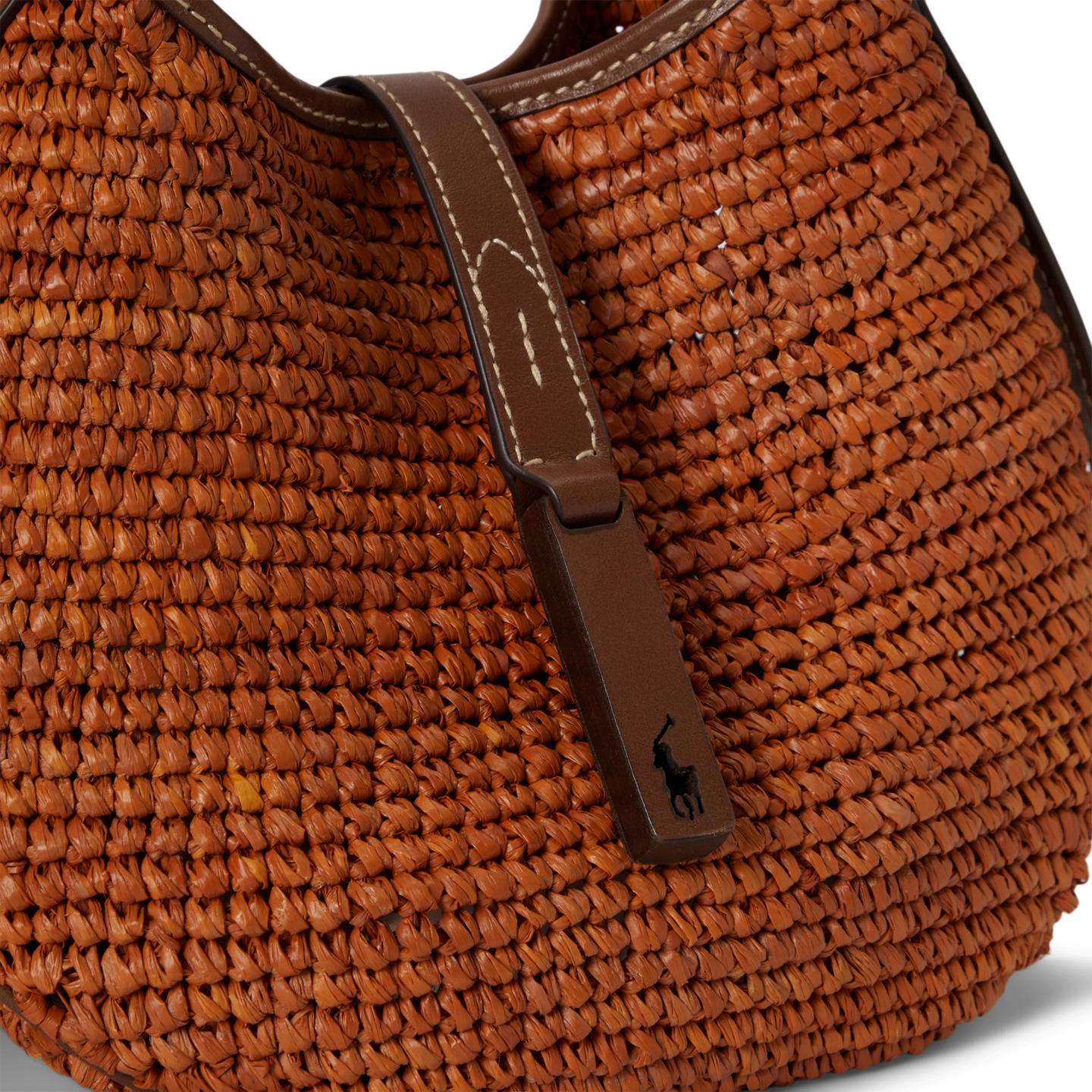 Женская сумка Ralph Lauren Polo ID Raffia Small Shoulder, цвет: Sequoia/Cuoio — фото 3