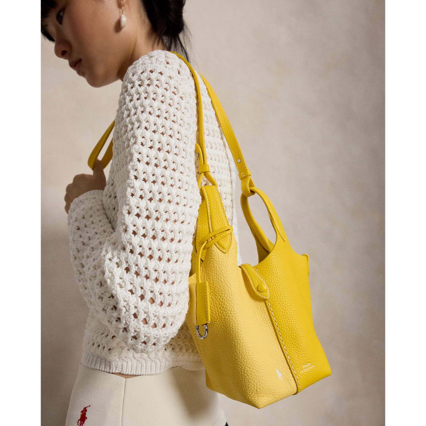 Женские сумки Ralph Lauren Polo Play Leather Small Tote & Crossbody, цвет: Жёлтый / Лимонный — фото 5