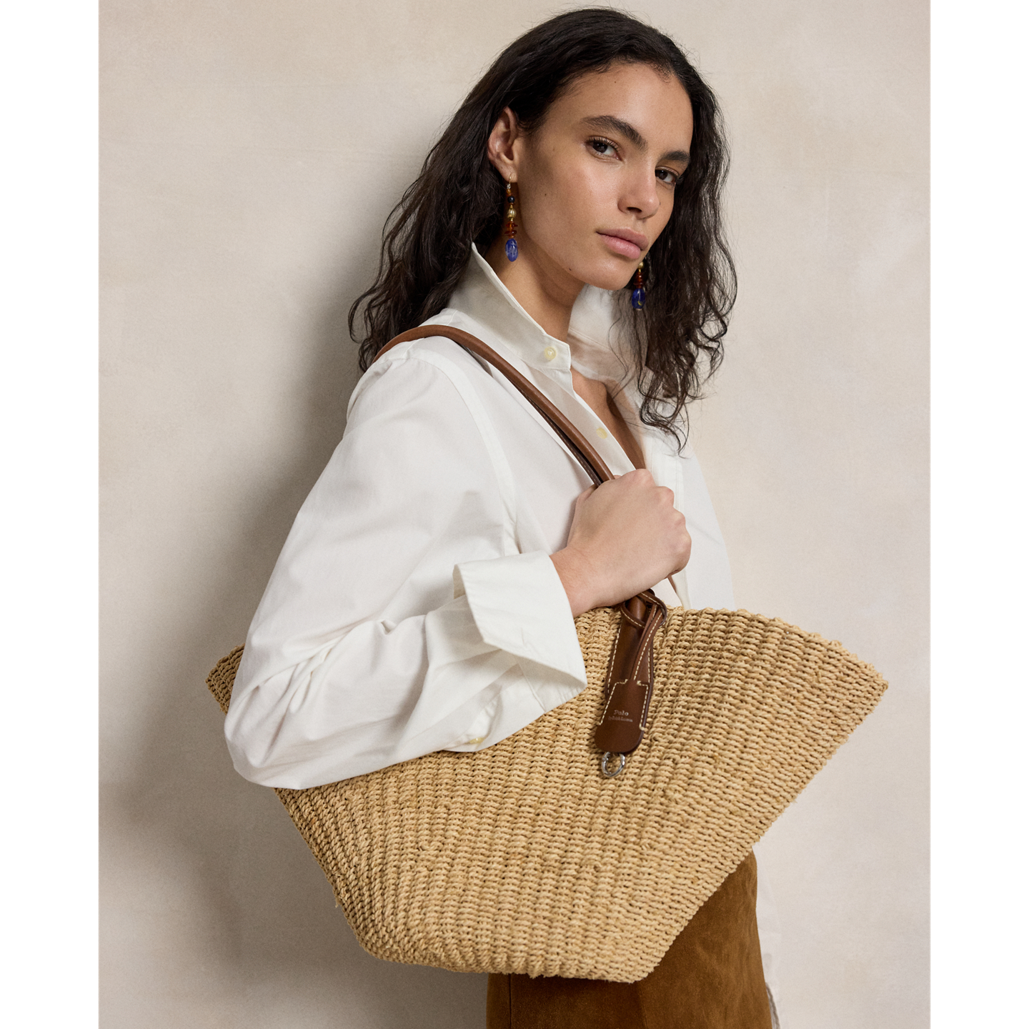 Женская сумка Ralph Lauren Bellport Raffia Basket Tote, цвет: Натуральный — фото 5